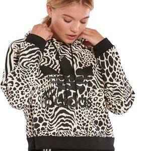 Adidas AOP cheetah cropped hoodie size medium